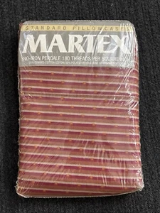 Martex Standard Pillowcases Set Of 2 New & Sealed Maroon/Rust/Tan Stripes - Picture 1 of 4