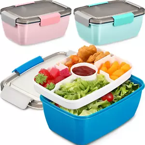 3 Pcs Salad Lunch Container for Adult 68 Oz Large Bento Lunch Box Salad Bowl wit - Picture 1 of 12