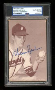 1947-66 Exhibits (W461) Warren Spahn Signed Auto Autograph PSA/DNA Braves SE386 - Picture 1 of 2
