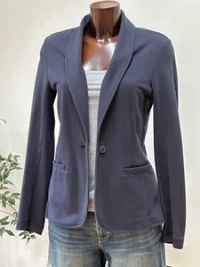 Jigsaw dark blue cotton jersey blazer jacket casual sporty stretch S fantastic - Picture 1 of 11