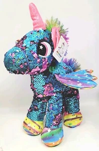 Athoinsu Unicorn Glittering Sparkling Sequin Plush 13.5" New - Picture 1 of 3