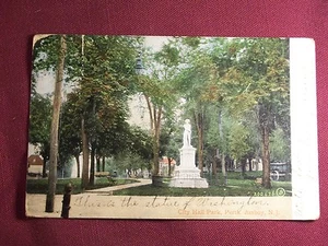Postal de recuerdo vintage 1908 Ayuntamiento de Perth Amboy Nueva Jersey Estatua de Washington - Imagen 1 de 2