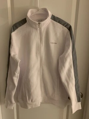 NWT $108 Calvin Klein Men's Brilliant White Fleece Lined Full Zip Hoodie Small - Image 1 of 4