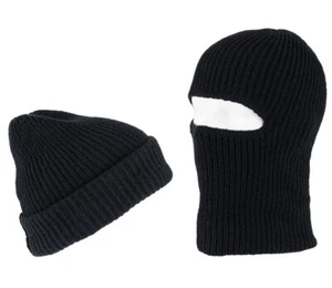 Sturmhaube Balaclava und Strickmütze 2  in 1 schwarz 1 Loch - Bild 1 von 3