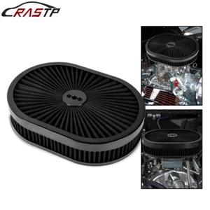 For 5-1/8" Carburetors Demon BK 12"Oval Full Finned Air Cleaner Washable Filter - Picture 1 of 10