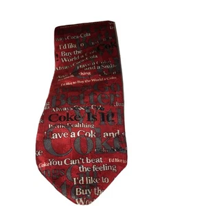 COCA-COLA Vintage 100% Silk Tie Red Made in the USA Have a Coke and a Smile - Picture 1 of 6