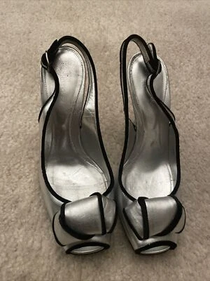 Zapatos Sergio Rossi Plateados con Cordones Peep Toe Talla 39 (8.5 EE. UU.) Cuero Foto 1 de 4