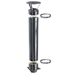 Edelstahl Schornstein Kamin Aufsatz Verlängerung 0,5 - 3,0 Meter doppelwandig - Bild 1 von 6