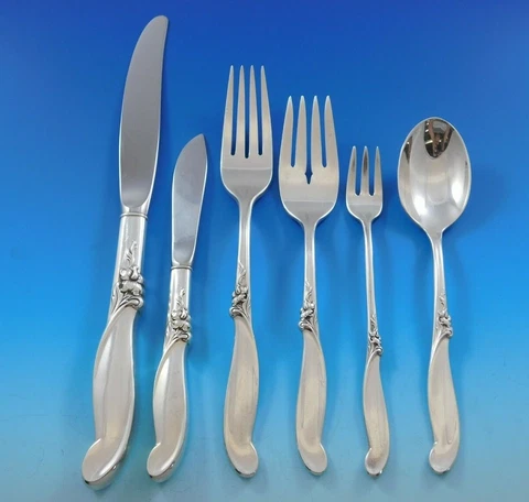 Silver Melody by International Sterling Silver Flatware Set for 12 Service 82 pc Cover