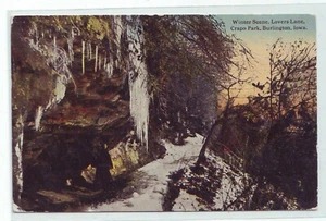 Postcard - Winter Scene Lover's Lane Crapo Park Burlington Iowa - 1913 - Picture 1 of 2