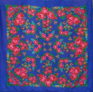 Vintage Pavlovo Posad Russia shawl 100% wool Ukraine scarf Piano shawl Headscarf - Picture 1 of 11