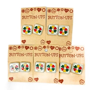 Country Hearts Patchwork Ten Vintage Ceramic Buttons Westrim Crafts - Picture 1 of 4