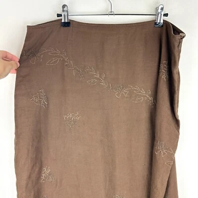 VTG J.Jill Women's 16 Linen Skirt, Brown, Floral Embroidery, Lagenlook Plus Size - Image 1 of 4