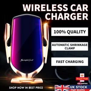 Fast Charging Wireless Car Charger Automatic Sensor Clamping Phone Mount Holder - Picture 1 of 10