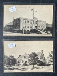 Norwood Massachusetts Set of Two Vintage Postcards Armory & Library - Picture 1 of 4