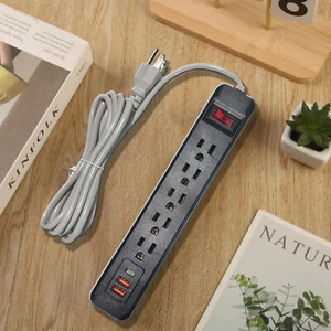 Power Strip Surge Protector, 2 USB PortsType C, 6 Ft Extension Cord Mountable - Picture 1 of 9