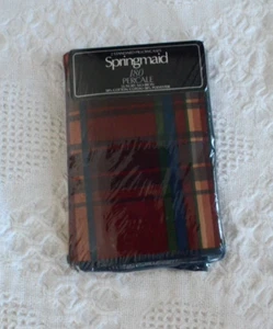 NEW Vintage Springmaid Percale 50/, 2 Standard Pillowcases Classic Plaid Navy - Picture 1 of 8