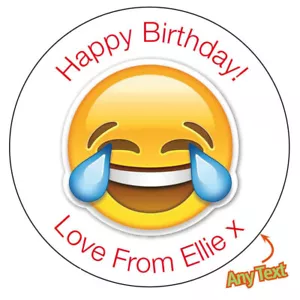 Adesivo Sacchetto Festa Compleanno Personalizzato Badge Pianto Smiley Emoji - 661 - Foto 1 di 2