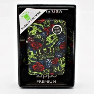 Zippo 540° Skull Crown Glow In The Dark Design Windproof Lighter #49696 - Picture 1 of 2