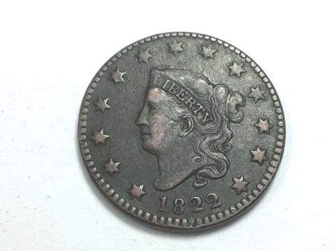 1822 Coronet Matron Head Large Cent , N-5 Cover