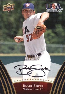 2008-09 USA Baseball Autographs Gold #78 Blake Smith /175
