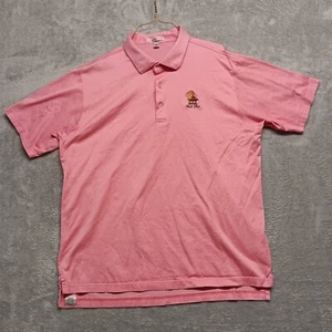 Peter Millar Bali Hai Logo Golf Polo Shirt Pink Geometric Design Stripes Men XL - Picture 1 of 12