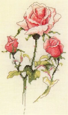 2 Janet Powers  Roses I and Hibiscus X-stitch Designs - Image 1 of 2