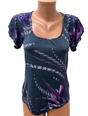 Blusa Top JUST CAVALLI Talla IT 44 - EU 38 - S Azul Rosa Manga Corta Foto 1 de 4