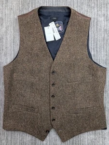 J Crew Wool Vest Men's Medium Tweed Moon British Waistcoat Academia Brown NWT - Picture 1 of 13
