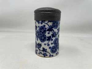Striking Blue Hawthornden Pattern Salt Shaker & Cap By Ridgways ~1880 Very Rare - Picture 1 of 6