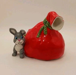 Vintage Ceramic Planter Vase Rudolph The Red Nosed Reindeer Applause May Co - Picture 1 of 6