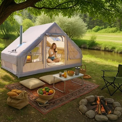 Barracas infláveis de acampamento 4-6 pessoas, 67,81 pés quadrados tenda inflável grande... - Imagem 1 de 4