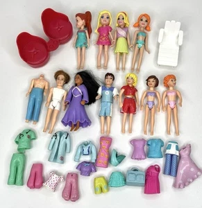 Bambola di gomma Polly Pocket lotto casuale. Maschio femmina. Sedie vestibili alcuni rari - Foto 1 di 14