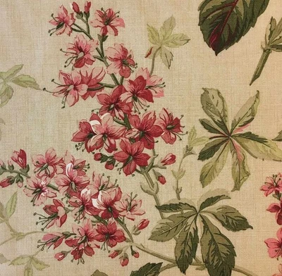 50cm x 137cm SANDERSON "Pavia" 100% Linen fabric Ruby/Emerald - Image 1 of 4