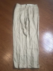 Vintage Polo Ralph Lauren Leinen Anzughose Herren 34x32 Beige Bundfaltenhose - Bild 1 von 6