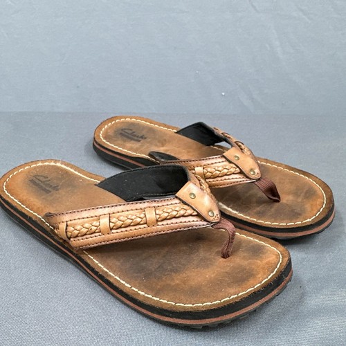 Sandalo infradito Clarks Fenner Nerice 9 pelle miele intrecciato perizoma boho spiaggia