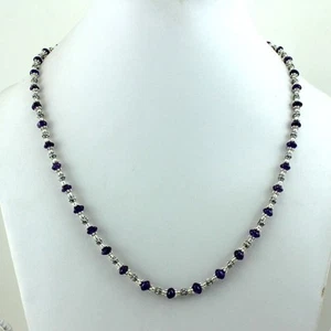 NATURAL PURPLE AMETHYST GEMSTONE 5MM BEADED BEAUTIFUL CHARMING NECKLACE 16 GRAM - Picture 1 of 2