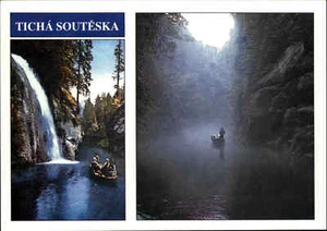 Motiv-Postkarte mit Wasserfall, Waterfall River Falls Ticha Souteska Tschechien - Picture 1 of 2