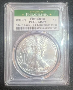 2021 (P) $1 Emergency Issue American Silver Eagle Dollar PCGS MS69 First Strike - Picture 1 of 1