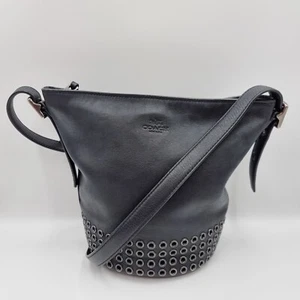 Coach Bleecker Black Mini Duffel Crossbody Shoulder Bag Purse Leather 32386 - Picture 1 of 14