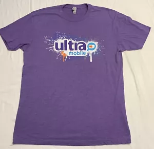 Men's Large Purple T-Shirt "ULTRA MOBILE" Logo Brand - Cotton/Acrylic Blend - Picture 1 of 5