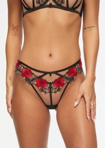 Ann Summers Caged Rose Brazilian Knickers Black /Red Sizes 8 ~ 22 - Picture 1 of 6