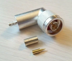 (2 pcs) Type-N Right Angle Male Crimp Connector Plug RFN-1009-C RG-58/U Coax - Picture 1 of 2