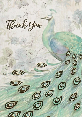 Peacock Bird Proud Feathers Blank Note Thank You Greeting Card - Image 1 of 2