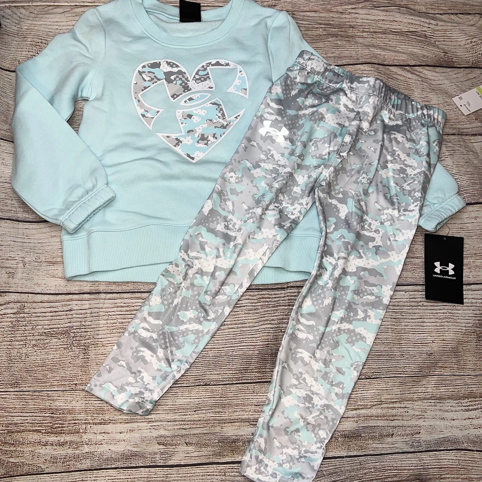 Under Armour Niñas Azul Camuflaje Corazón Sudadera Leggings Conjunto Conjunto NUEVO Foto 1 de 1