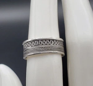 Vintage Filigree Braided Sterling Silver 925 Band Ring Size 6 - Picture 1 of 10