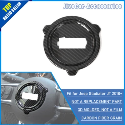 ✅ Carbon Fiber Steering Wheel Center Cover Trim  For Jeep Wrangler JL JT 2018+ - Image 1 of 4