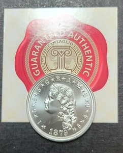 Intaglio Mint 1879 Stella Flowing Hair 1/2 Oz 30mm BU Silver COA - Picture 1 of 3