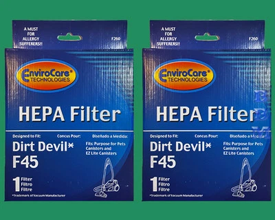 ENVIROCARE 2 Dirt Devil F45 HEPA Filters 2KQ0107000 Canister Purpose Pets SD40000 SD40010