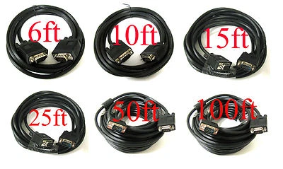 15 PIN Black SVGA SUPER VGA Monitor M/M Male To Male Cable CORD FOR PC TV Black - Image 1 of 2